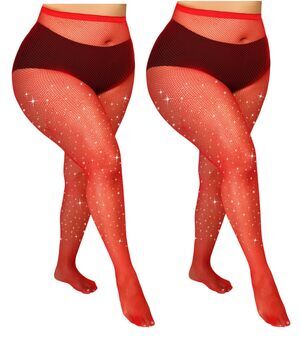 7965 Plus Size Fishnet Tights Sparkle Stockings Glitter Pantyhose High